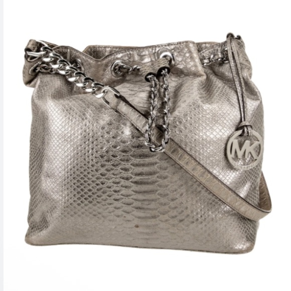 Michael Kors Metallic Silver Python leather Shoul… - image 7